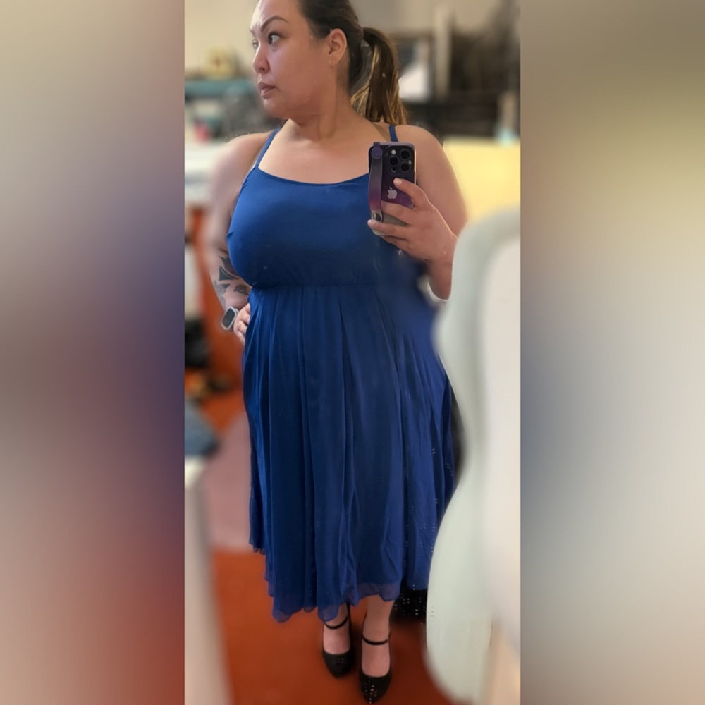 Torrid 3X Cobalt Blue Lined Chiffon Dress